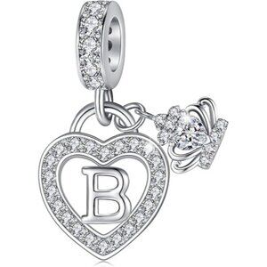 Letter B Letter Charms Silver Heart Alphabet Initial Dangle Charms